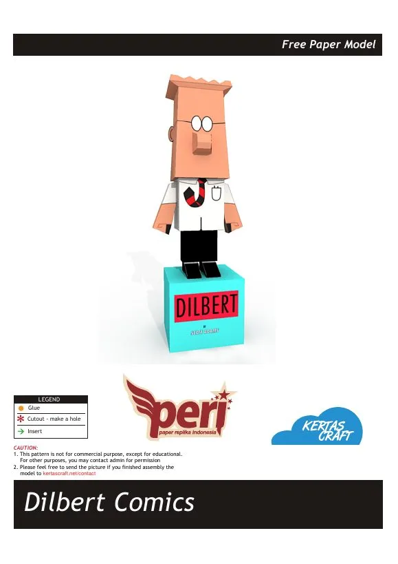 Dilbert Papertoy pattern, sheet 1