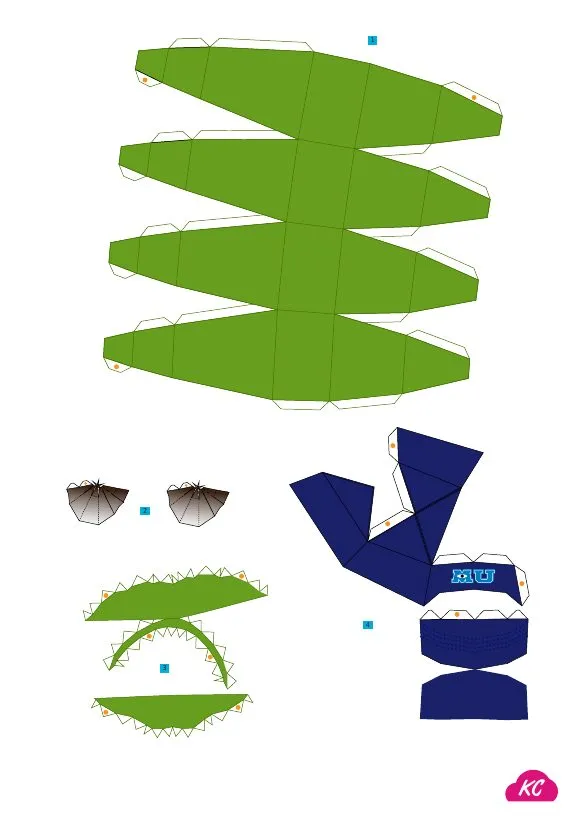 Mike Wazowski Paper Figure pattern, sheet 3