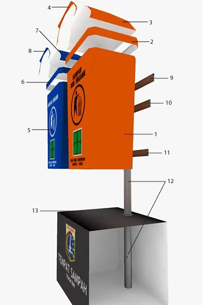 Jakarta Trash Bin assembly diagram 1