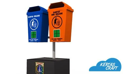 Jakarta Trash Bin paper model, view 1 of 5