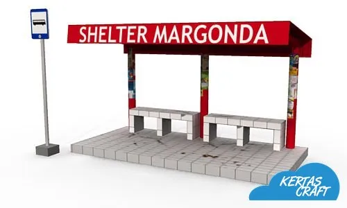 Bus Shelter paper model, view 1 of 6