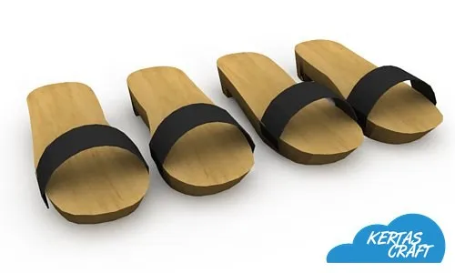 Clogs (Bakiak) paper model, view 1 of 2